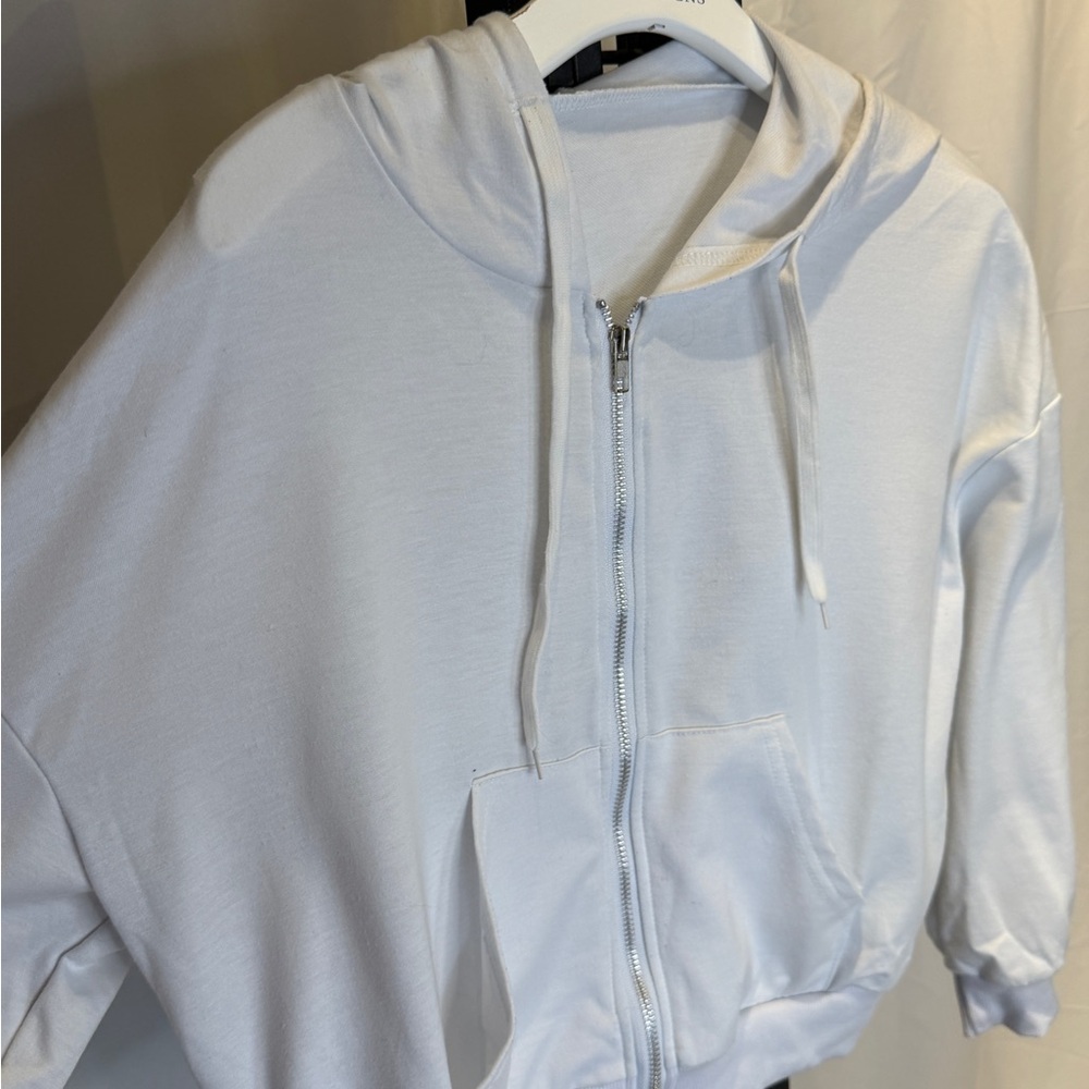 White Zip-Up Hoodie - Picture 2 of 3